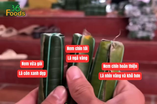 cách nhận biết nem chua đã chín dựa vào màu sắc
